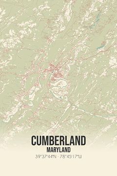 Carte ancienne de Cumberland (Maryland), Etats-Unis. sur Rezona