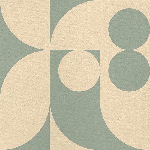 Moderne abstracte minimalistische kunst met geometrische vormen in groen, lichtgeel