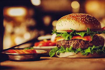Illustration d'un hamburger frais de restauration rapide sur Animaflora PicsStock