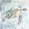 Rustgevende Diepten: Zeeschildpad in Aquarel van Color Square