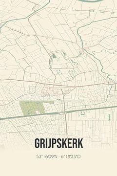 Vintage landkaart van Grijpskerk (Groningen) van Rezona