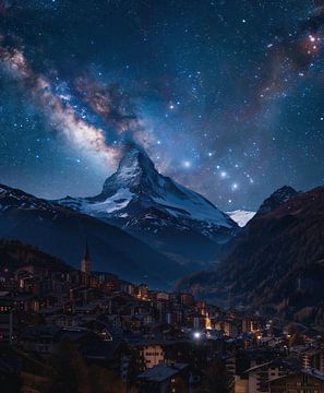 Maanlicht boven de Alpen van fernlichtsicht