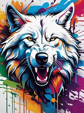 Witte wolf, graffiti van Makar Mokrynskyi