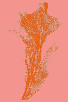Moderne botanische kunst. Boho Tulp in felle kleuren nr. 4 van Dina Dankers