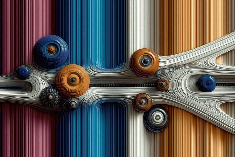 Abstract-Geometric shapes in 3D + line art by Ton Kuijpers