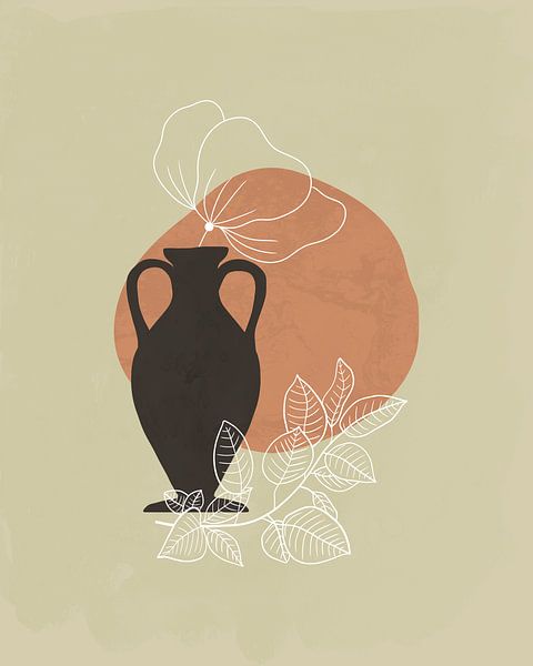 Minimalistisches Stillleben einer Blume in einer Amphore von Tanja Udelhofen