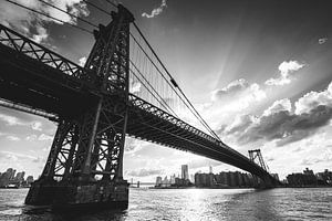 Williamsburg Bridge, New York (Zwart Wit) van Sascha Kilmer