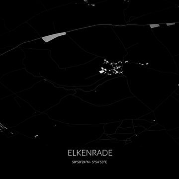 Zwart-witte landkaart van Elkenrade, Limburg. van Rezona