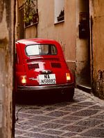 Red old fiat 500 on Procida, Italy