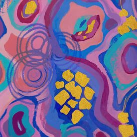 Aura II - Une explosion de couleurs abstraites rehaussée d'une touche dorée sur MadameRuiz