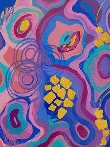 Aura II - Une explosion de couleurs abstraites rehaussée d'une touche dorée