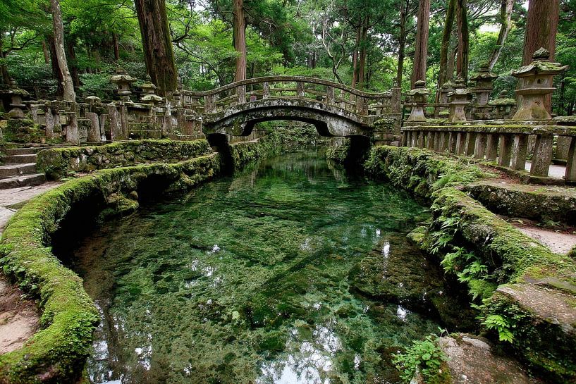 picturesque Japan water with bridge by Egon Zitter