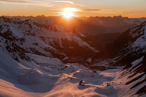 Atmospheric sunset in the Ötztal in Austria