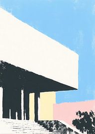 White building in flat illustration by Niklas Maximilian