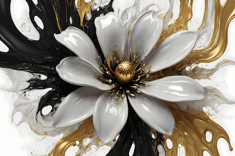 Wavy Gold and White Floral Design by Art & Soul Creations