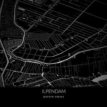 Schwarz-weiße Karte von Ilpendam, Nordholland. von Rezona