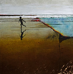 OUTRUN THE TIDE Mixed Media Beach Landscape
