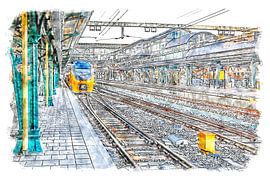 Station Roosendaal (aquarel)