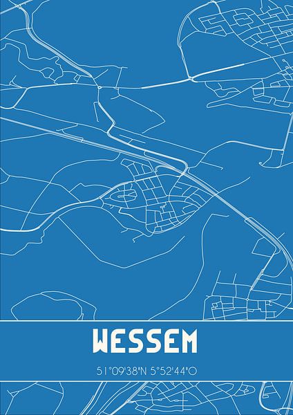 Plan d'ensemble | Carte | Wessem (Limbourg) par Affiches de lieux