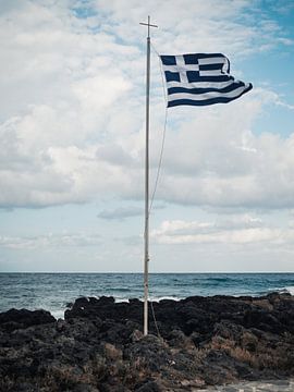 Vlag van Griekenland op Kreta van Dani'el Van den Berg