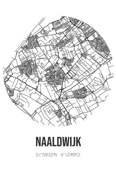 Naaldwijk (Zuid-Holland) | Landkaart | Zwart-wit van Stad & Wand