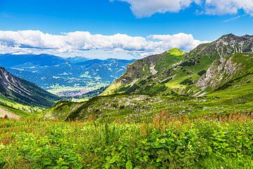 Blick vom Nebelhorn auf Oberstdorf und die Alpen von Rico Ködder