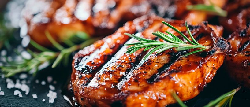 Saftige gegrillte Steaks mit Rosmarin von Poster Art Shop
