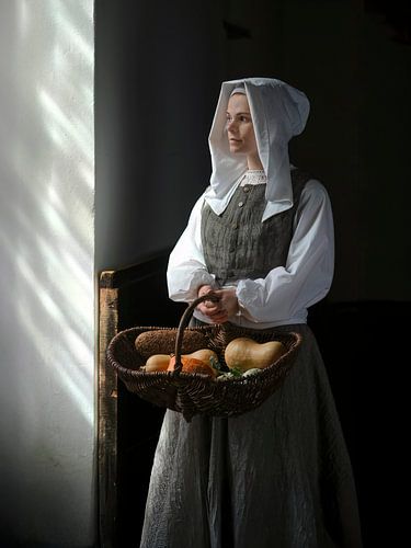 Meisje met groenten en brood van Affect Fotografie