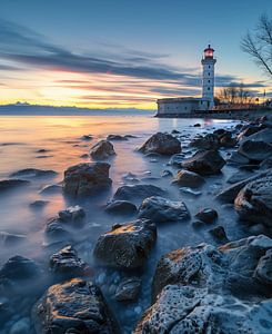 Sonnenaufgangszauber, Leuchtturm steht