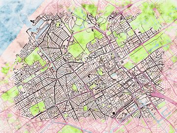 Kaart van Den Haag in de stijl 'Soothing Spring' van Maporia