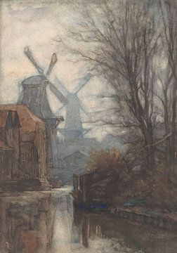 Mills on a canal, Jan Veth
