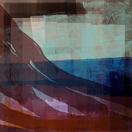 Modern abstract landscape. Purple, blue, turquoise. by Dina Dankers