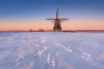 Moulin dans la neige | Hiver aux Pays-Bas | Photo de nature