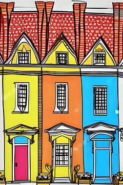 3 houses variation III by Lily van Riemsdijk - Art Prints with Color