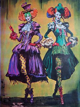 Twee vrouwen Victoriaans kostuum clown steampunk van gm_designs