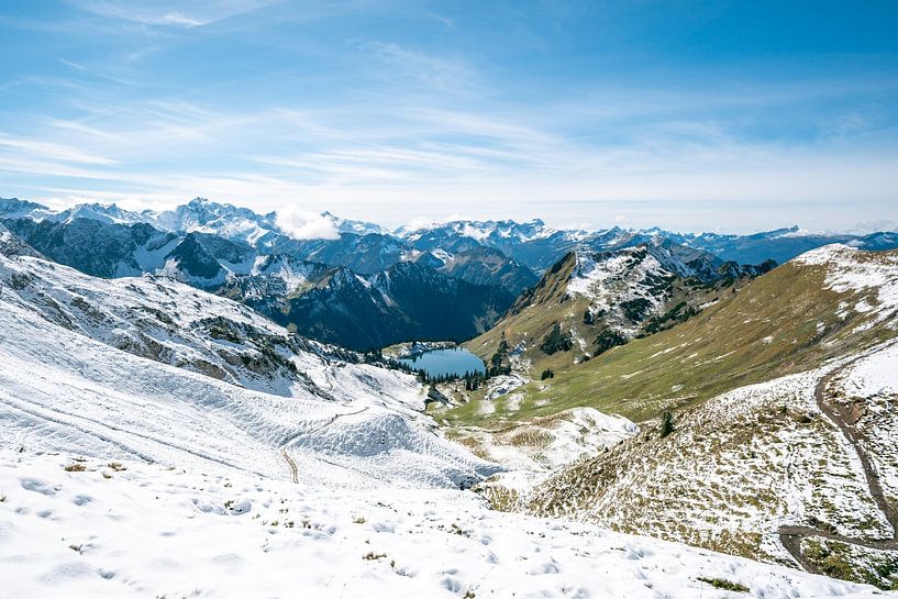 First fresh snow in autumn at Seealpsee with the Allgäu Alps in the background by Leo Schindzielorz