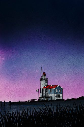 The Horse of Marken at dusk | Watercolour painting | 2:3 aspect ratio by WatercolorWall