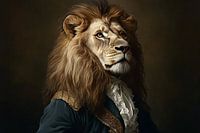 Majestueuze leeuw in klassieke kleding