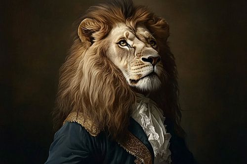 Majestueuze leeuw in klassieke kleding