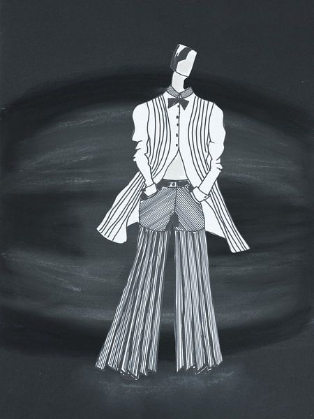 Mode Illustration 1 | schwarz und weiß von Henriëtte Mosselman