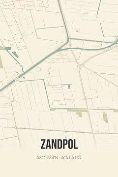 Carte vintage de Zandpol (Drenthe) sur Rezona