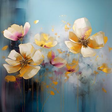 Abstract moderne Floating Flowers van Lauri Creates