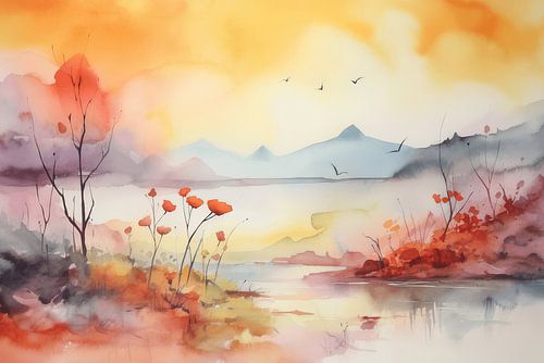 Abstrakte Landschaft in Orange