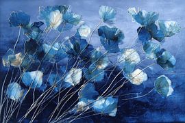 Indigo bloemen met gouden lijnen van Chromatic Storm Studio