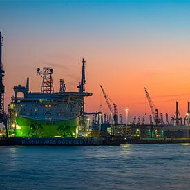 Hamburg - Dock Elbe 17  im Abendlicht von Sabine Wagner