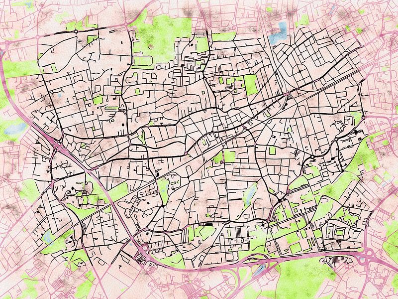 Map of Pessac with the style 'Soothing Spring' by Maporia