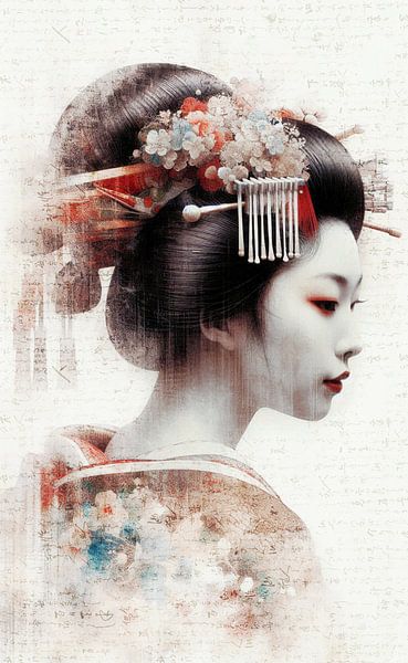 Faded Portrait of a Geisha van Marja van den Hurk