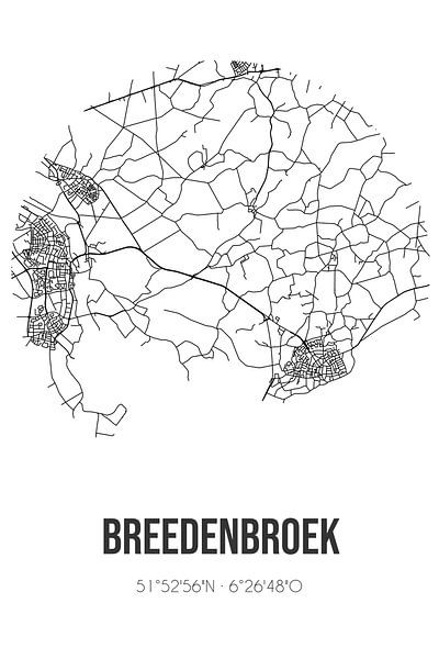 Breedenbroek (Gelderland) | Karte | Schwarz und Weiß von Ortsdrucke