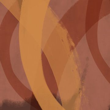 Abstract lines and shapes in ocher and terra by Dina Dankers