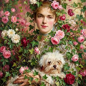 Girl Holding her Dog van J.O. Han